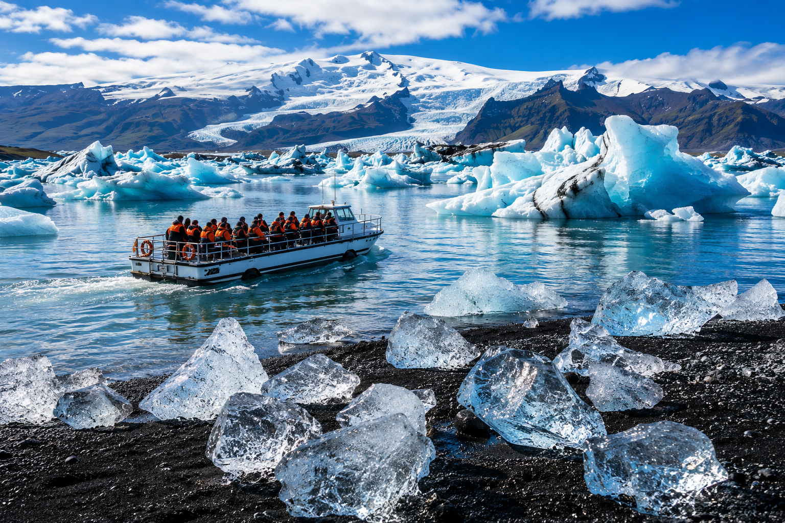 Glacier Lagoon (Jökulsárlón) & South Coast Tour with boat ride